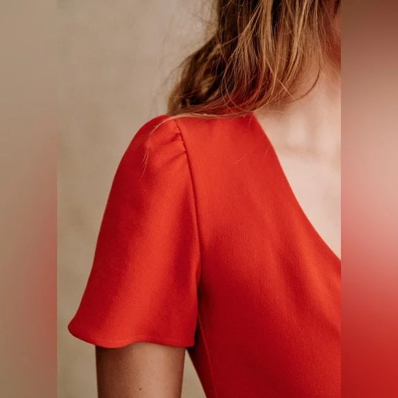 Sézane Robe Ophelia Dress in Coral FR 40 / US 8 - Picture 3 of 16